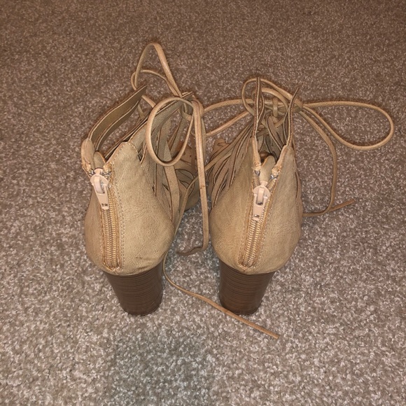 Nude JustFab Heels with Laces 👠 - Picture 5 of 6